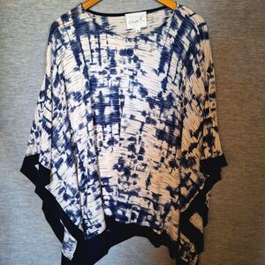 Womens Tye Dye Kimono Poncho Cover Up Blouse Medium Tunic Top Vacay Beach Casual